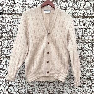 Vintage Scotloom oatmeal knit button-down grandpa style cardigan sweater